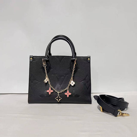 【Welcome Deal】Louis Vuitton/ LV Empreinte Giant Monogram OnTheGo PM Black Shoulder Bag