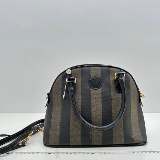 【Welcome Deal】Fendi Pequin Dome Brown Crossbody Bag