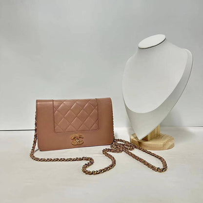 【Welcome Deal】Chanel Lambskin Quilted Vintage Mademoiselle Flap Beige Crossbody Bag