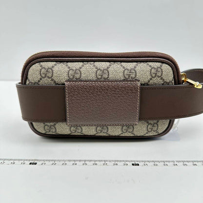 【Welcome Deal】Gucci GG Supreme Monogram Web Ophidia Dark Brown Belt Bag