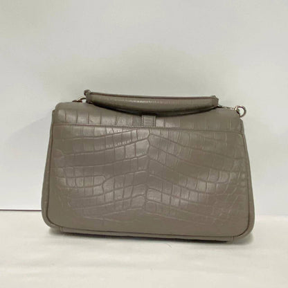 【Welcome Deal】Saint Laurent/YSL Calfskin Croco Embossed Medium Gray Shoulder Bag