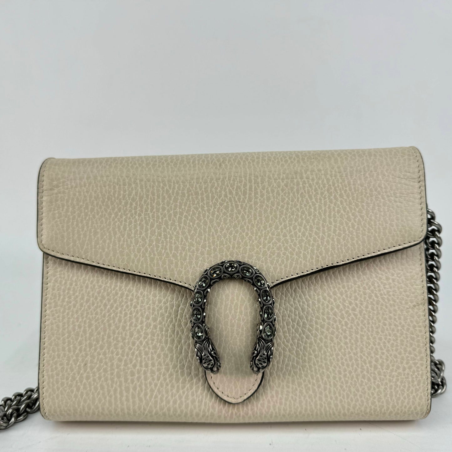 【Welcome Deal】Gucci Calfskin Crystal Dionysus Mini White Shoulder Bag