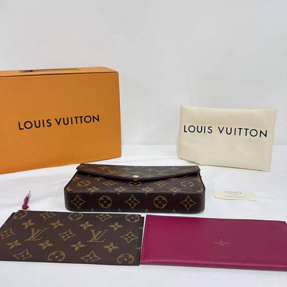 【Welcome Deal】Louis Vuitton/ LV Monogram Pochette Felicy Pink Crossbody Bag