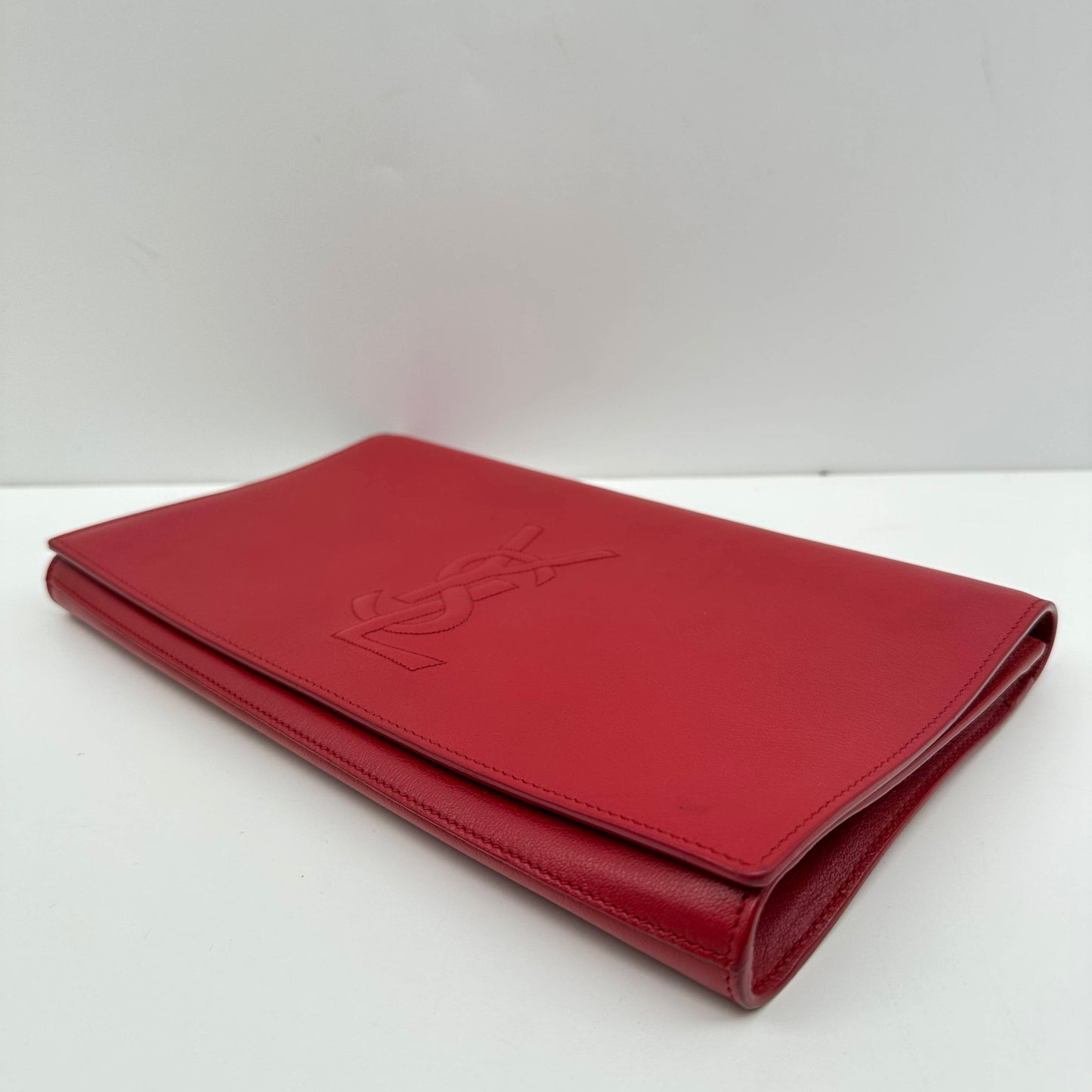 【Welcome Deal】Saint Laurent/ YSL Calfskin Belle De Jour Red Clutch